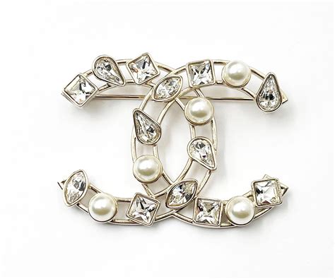 chanel gold crystal brooch|Chanel pearl brooch price.